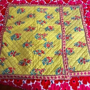 Floral Yellow Quilted Pillow Cover Set